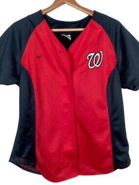 Washington Nationals Baseball Jersey Youth L 12-14 Blue Red MLB Baseball READ